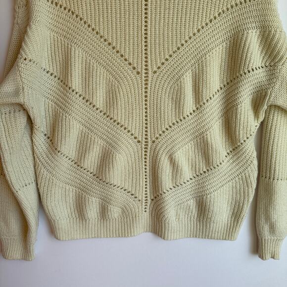 Marine Layer Olivia Crewneck Sweater in Cream White Medium Pointelle Knit - Picture 9 of 15
